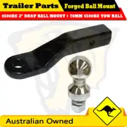 FORGED 4500KG 2" x 2" DROP BALL MOUNT + 70MM 4500KG TOW BALL - HITCH TONGUE BAR