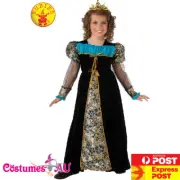 Girls Black Camelot Princess Costume Medieval Renaissance Royal Queen Book Week