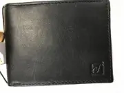 STONE MOUNTAIN MENS BLACK PASSCASE WALLET LEATHER RFID RETAIL-$49.99 NIB