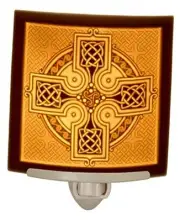 Celtic Cross Night Light, Porcelain Lithophane, Decorative Wall Plug in for