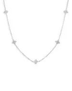 Roberto Coin 18K White Gold Verona Love by the Inch Diamond Flower Station Collar Necklace, 17
