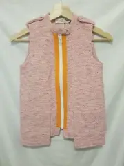 Miss L Ray Knit Vest Girls Sz 10 Cotton Pink Candy Orange Stripe Zip Up