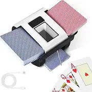 2 Decks Quiet & Rechargeable Card Shuffler, 2000 MAh Rapid Shuffling Automatic Electric Shuffler for Casino Card Game, Poker, Phase 10, Blackjack, Texas Hold'em, Home Card Games