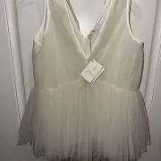 Brunello Cucinelli For Humanity Italy Ivory Chiffon Blouse Medium NWT