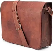 ANUENT 15-inch Vintage Brown Leather Laptop Mens Satchel Crossbody Messenger Bag for Women Shoulder bag for Work & Daily Use