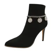 Women Silver Metal Boot Chain Bracelet Anklet Shoe Circles Charm Adjustable Size