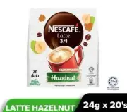 NESCAFÉ Latte Hazelnut (20x24g) - Hazelnut Coffee Flavor, Bold and Nutty Flavor