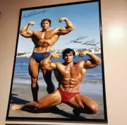 Arnold Schwarzenegger and Franco Columbu Pose at Venice Beach Poster