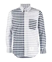 panelled gingham cotton shirt 1,2,3,4,5 medium gray