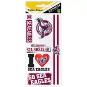 Manly Warringah Sea Eagles NRL Temporary TATTOO Sheet individual tattoos Gift