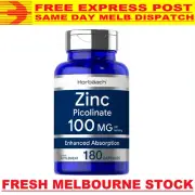 Horbaach Zinc Picolinate 100mg 180 Caps DOUBLE STRENGTH - FREE EXPRESS POST!