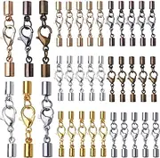 BronaGrand Lobster Claw Clasps 36pcs Alloy Leather Cord Ends Lobster Claw Clasp Cord Necklace End Caps in 6 Colors