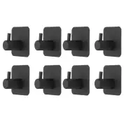 8pcs Self Adhesive Hook Stainless Steel Coat Hat Robe Towel Wall Hooks, Black