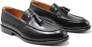 ZJSCNBE Tassel Loafers Men's British Style High-end Leather Shoes Summer Casual Business Loafers Slip-on(Black,41)