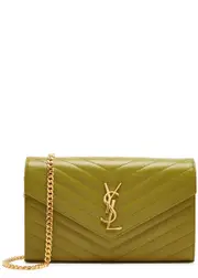 Saint Laurent Envelope Leather Wallet-on-chain - Yellow - One Size One Size