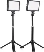 2 Packs 15W Video Light Set Desktop P Graphy Fill Light Bi-Color Tempe Ure Adjustable Cri95 USB Power Supply with Ex Ble Tripod Color for Vlog Video Ing Video Conference Live Stream Black 2 Packs