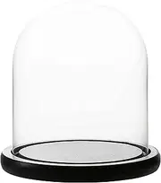 Whole HOUSEWARES | Decorative Clear Glass Dome/Tabletop Centerpiece | Cloche Bell Jar Display Dome Case with Black Wooden MDF Base for Candles | 5.7" D X 10.4" H Glass Dome Display