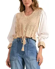 Elan Mixed Media Top