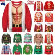 3D Christmas Ugly Sweater Pullover Jumper Unisex Xmas Party Sweatshirt Top Gifts