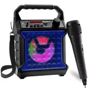 Portable Wireless Karaoke Machine with Microphone LED Lights Bluetooth SD AUX