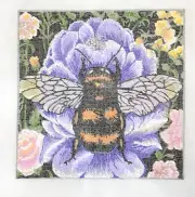 Needlepoint Canvas Hand Painted 18 mesh William Morris Honey Bumble Bee Was $170