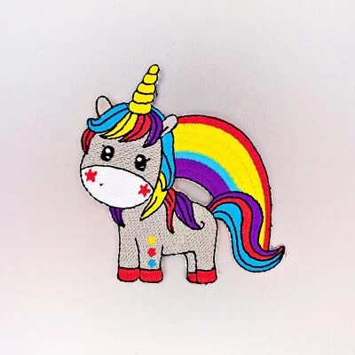 Unicorn Rainbow Patch — Iron On Badge Embroidered Motif — Cute Fun