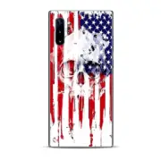 Skins Decal Wrap for Samsung Note 10 Plus U.S.A. Flag Skull Drip