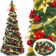 Pre Lit Pre Decorated Christmas Tree Pop Up Christmas Tree With Remote Control, With Warm White & Colorful LED Lights,Holiday Party Decorations 180cm