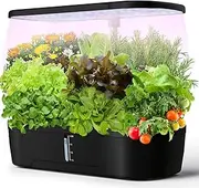 Hydroponics Growing System - 12 Pods Indoor Intelligent Garden With Grow Light, Automatic Timer, Height Adjustable, Plant Germination Kit - Black