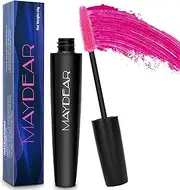 Maydear Pink Mascara for Eyelashes, Waterproof Colored Mascara Long Lasting Smudgeproof Colorful Mascara for Women Fast Dry Lengthening Eye Makeup Party Stage Use - Rose