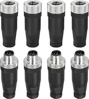 uxcell 5 Pin M12 Male & Female Aviation Wire Connector, 4 Set Waterproof IP67 Circular Connector for Networks Instruments Computer