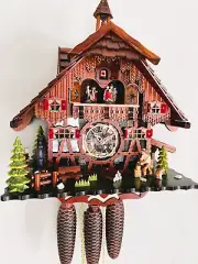 cuckoo clock black forest 8 day original germany music farm house wood chopper