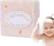 MLqkpwy Rice Soap For Face,Mild and Non-irritating Rice Soap Goat Milk Soap - 3PCS Brightening Body Cleansing Rice Goat Milk Soap for Body and Face, Safe for Kids and Adults
