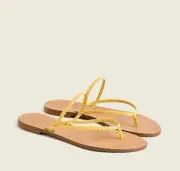J. Crew NWT Capri Leather Braided-Strap Flip-Flops - Yellow - Size 6