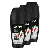 3x Lynx Men 50ml Antiperspirant Roll On 48Hr Sweat Protection f/Underarms Africa