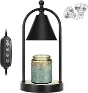 Soilsiu Candle Warmer Lamp with Timer, Electric Black Candle Warmer Light for Bedroom, Dimmable Wax Melts Warmer for Candle Jars, Home Decor Beside Lamp Gifts for Women (2 Bulbs Included)