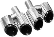 Compatible For Porsche Paramera 2009 To 2013 Square Tailtip Upgrade Quad Stainless Steel Muffler Exhaust System(Triple Black)