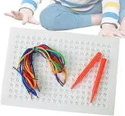 Stitching Board for Kids Thread,String Weaving Stitching Braided Board | String Art Kit with Colored Ropes, Fine Motor Threading Boards for Kids