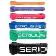 Serious Steel Fitness, 32 Inch Resistance Band, Complete Set, 6 Piece Set