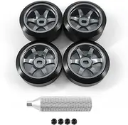 20mm Metal 6 Spoke Wheel&Tyre for 1/28 RC Hobby Model Car Wltoys K969 K989 P929 Mini-Z AWD XRX AMZ WL DRZ GLA BZ (Titanium Drift)