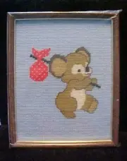 Koala ~ Hobo ~ Framed Plastic Canvas Cross Stitch