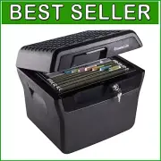 Fireproof Waterproof Lock Box with Key Lock: Ultimate 0.66 Cu Ft Document Safe