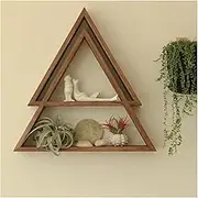Wall Shelf Geometric Floating Shelves Bookshelves, Rustic Natural Wood Wall Shelf Open Shelving Farmhouse Wall Mounted Decor for Bathroom, Living Room, Bedroom, Kitchen Shelves Floating