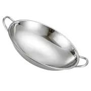 Round Bottom Hot Pot Cooking Wok Pan Double Handle Stainless Steel