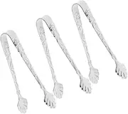 3pcs Mini Serving Tongs 4inch Small Ice Tongs Stainless Steel Sugar Cube Clips with Rose Embossment Handle for Desserts Appetizer Mini Food Serving Tools