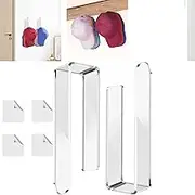 2PCS Sturdy Multipurpose Acrylic Wall Mounted Hat Hook, Baseball Hat Organizer, Strong Adhesive Hat Rack, Sticky Hat Storage for Baseball Cap, Hat Hangers for Wall/Door/Closet(Clear,2PCS)