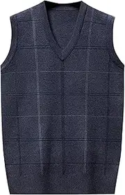[SWJGLITTR] Mens V Neck Argyle Sweater Vests Slim Fit Knitted Pullover Vest Pullover Autumn Winter Warm Sleeveless Vest