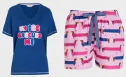 NEW PETER ALEXANDER NAVY DOG TOP & DACHSHUND SHORTS PJ SET MEDIUM M RRP$119.90