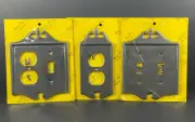 VTG Iron Art Co. Decorative Cast Iron Lot of 3 Outlet & Light Switch Covers NIP