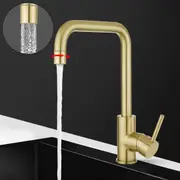 ACA Round Kitchen Mixer Tap Swivel Bath Spout Basin Sink Faucet 2 Modes Brushed Gold